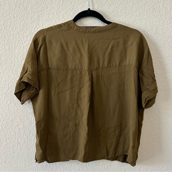 Madewell Getaway Oversized Button Down Cropped Top | Olive Green | Size: Medium - Picture 2 of 3